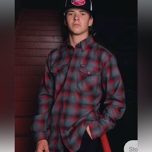 DIXXON THE CHIEF FLANNEL SHIRT, XLT, Grey, Black, Red, Limited Edition